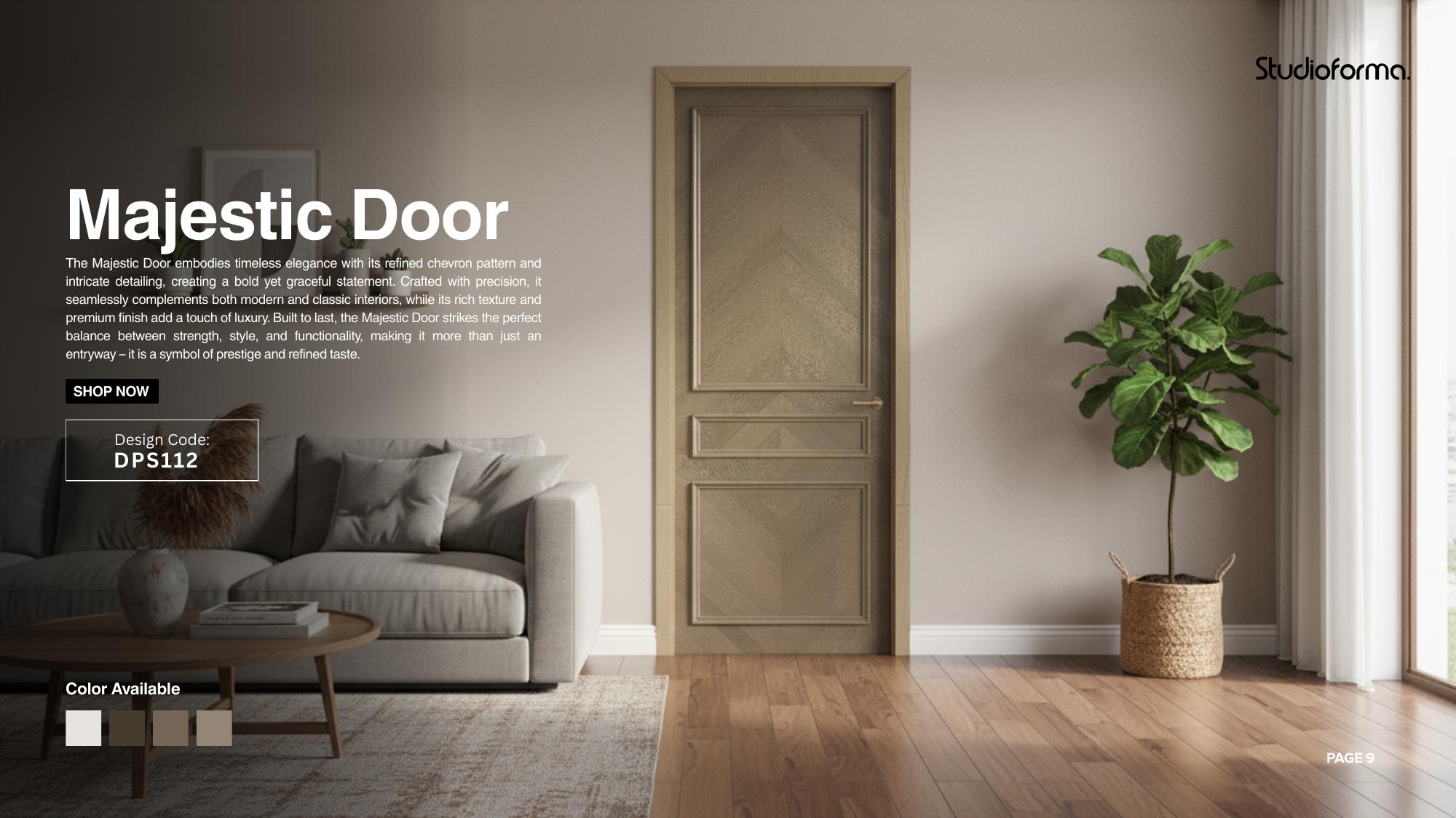 Studioforma Majestic Door with chevron pattern in a modern living room